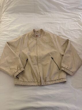 Pilcro Oversized Faux-Leather Bomber
